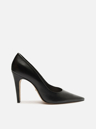 Scarpin Preto Arezzo Couro Salto Alto Bico Fino