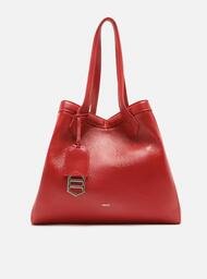 Bolsa Shopping Vermelha Arezzo Couro Grande Bag Charm