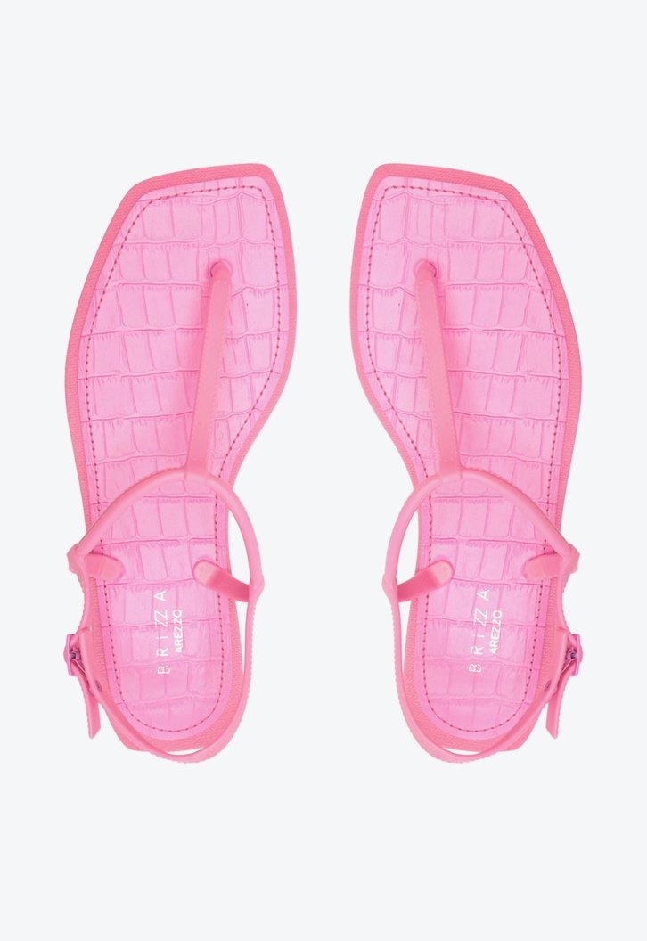 Kit Sandália Rasteira Rosa Square Palmilha Croco e Bag