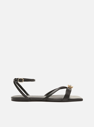 Sandália Rasteira Preta Arezzo Pedra Flats