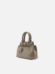 Bolsa Tote Cinza Arezzo Couro Pequena Bag Charm Victória