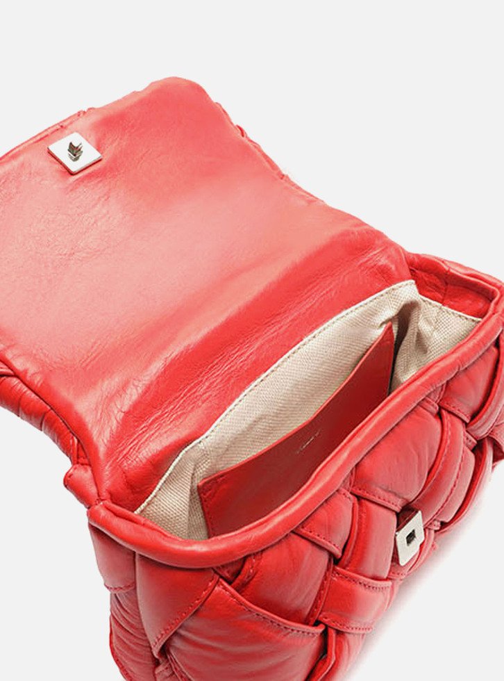 Bolsa Tiracolo Vermelha Arezzo Couro Tressê Pequena