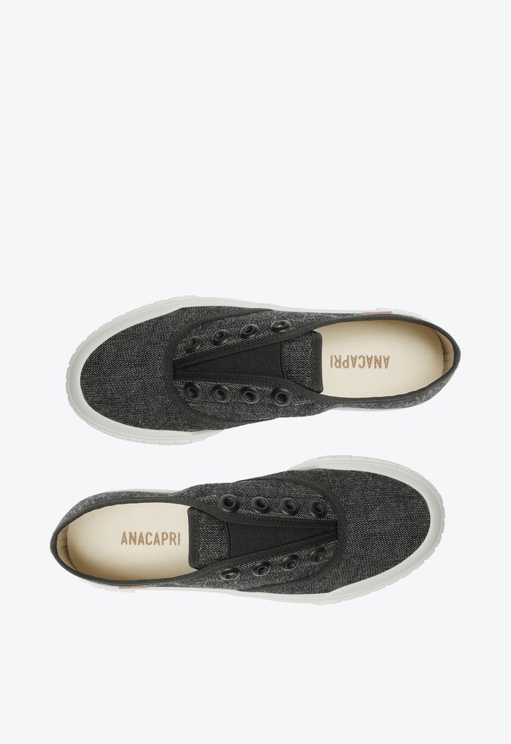 Tênis Slip On Preto Anacapri Lona Alê