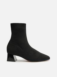 Bota Skinny Preta Arezzo Knit Cano Médio