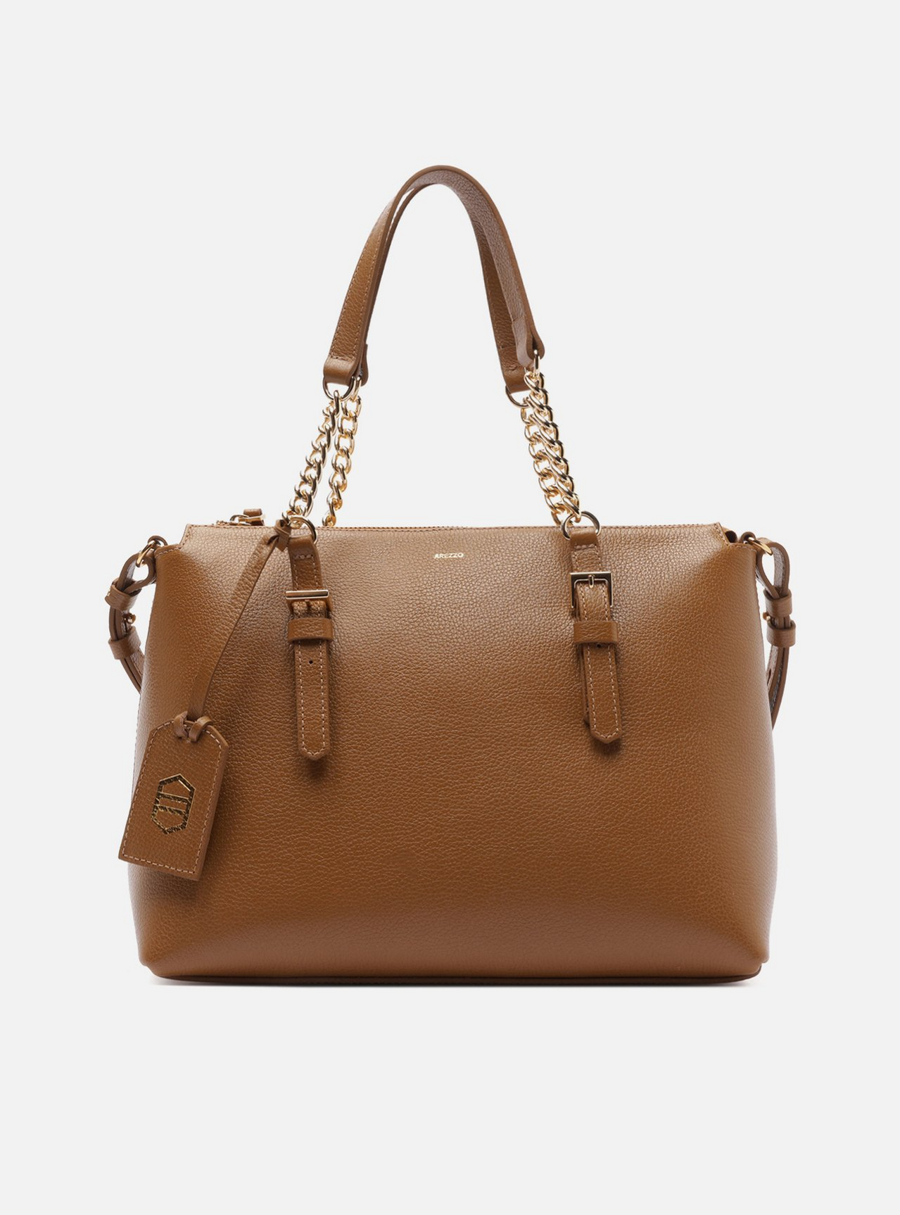Bolsa Tote Marrom Couro Grande Alça Corrente | ZZ MALL