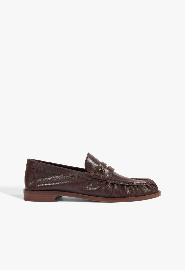 Mocassim Schutz Tyche Couro Marrom Escuro