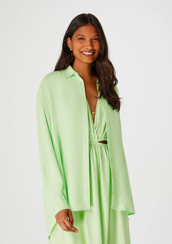 Camisa Verde Hering Manga Longa Ampla
