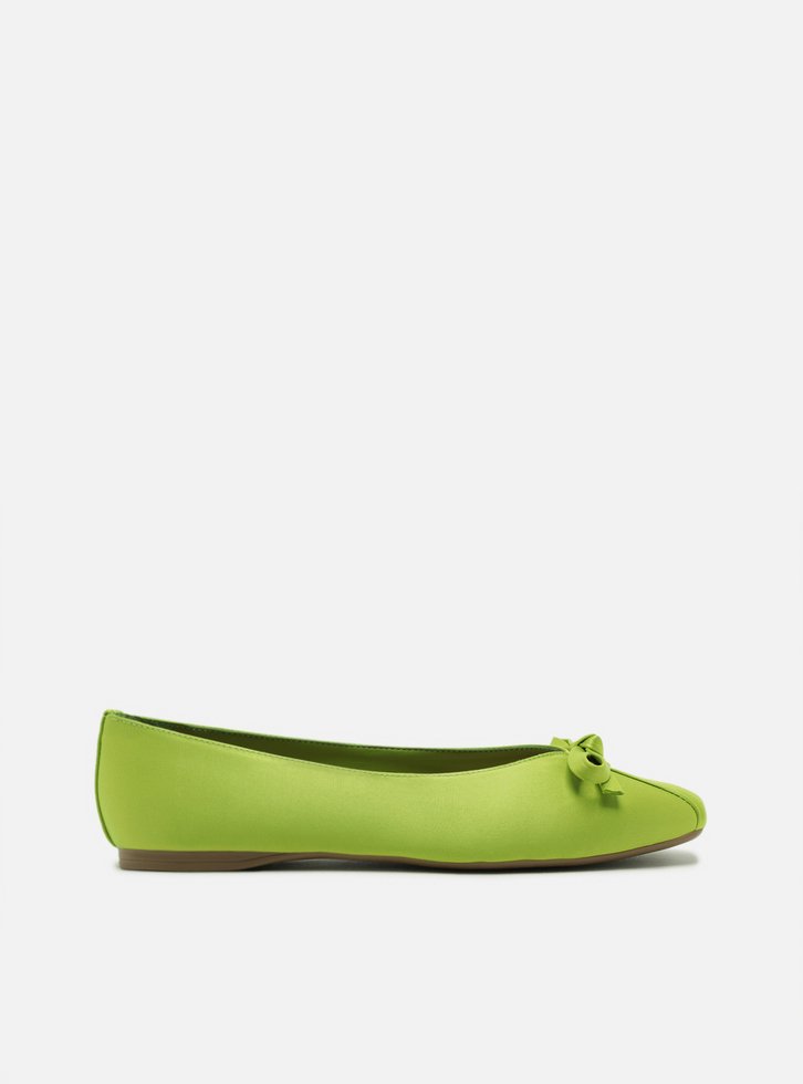 Sapatilha Verde Cetim Bico Quadrado