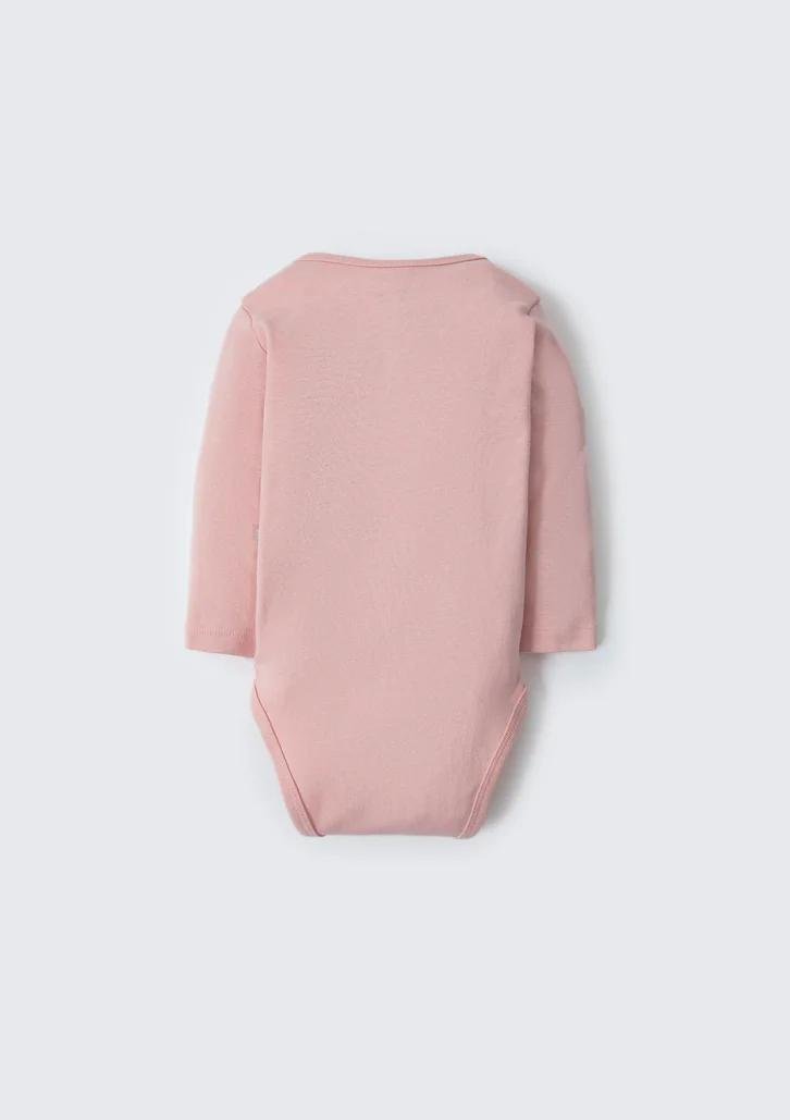 Body Bebê Rosa Hering Manga Longa Em Ribana