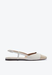 Sapatilha Branca E Bege Anacapri Slingback Bicolor Bico Fino