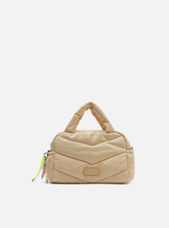 Bolsa Puffer Bowling Bege Arezzo Nylon Média