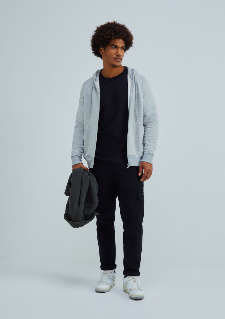 Jaqueta Cinza Hering Básica Masculina Regular Em Moletom Peluciado