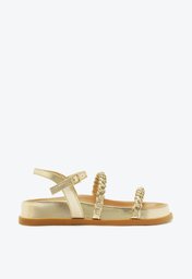 Sandália Papete Dourada Anacapri Strass Cristal