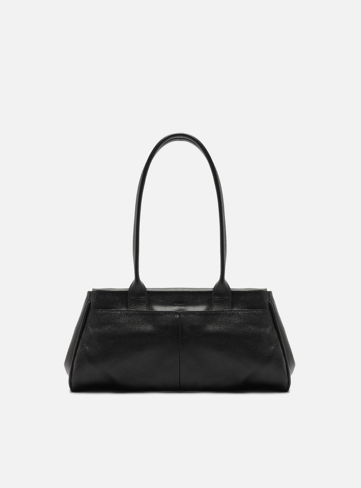 Bolsa Shoulder Couro Preta Média | ZZ MALL