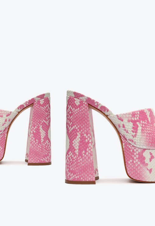 SANDÁLIA MULE ROSA SCHUTZ SALTO ALTO COURO