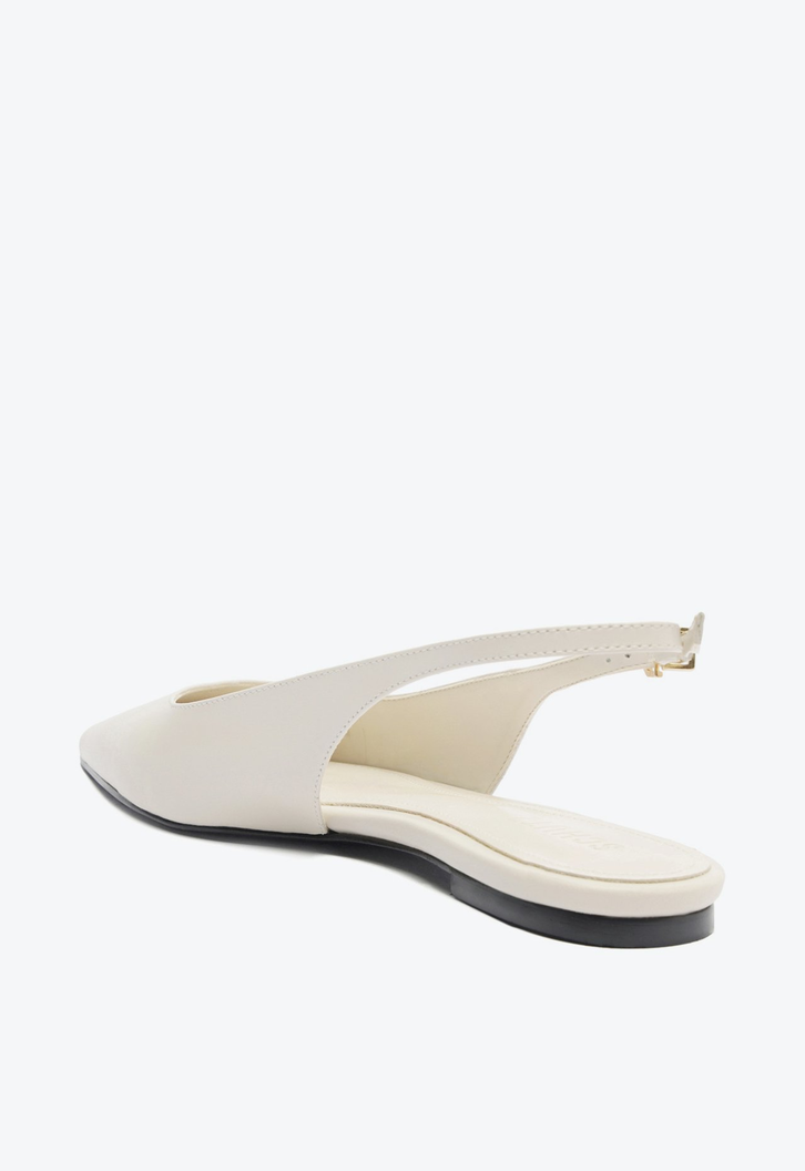 Sapato Slingback Rasteiro Couro Branco