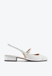 Sapatilha Prateada Anacapri Slingback Salto Bloco
