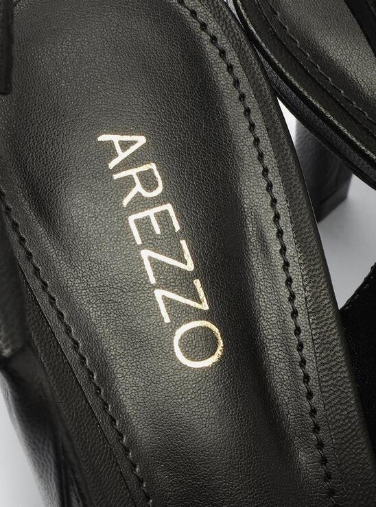SCARPIN PRETO AREZZO COURO SALTO FINO SLINGBACK NÓ