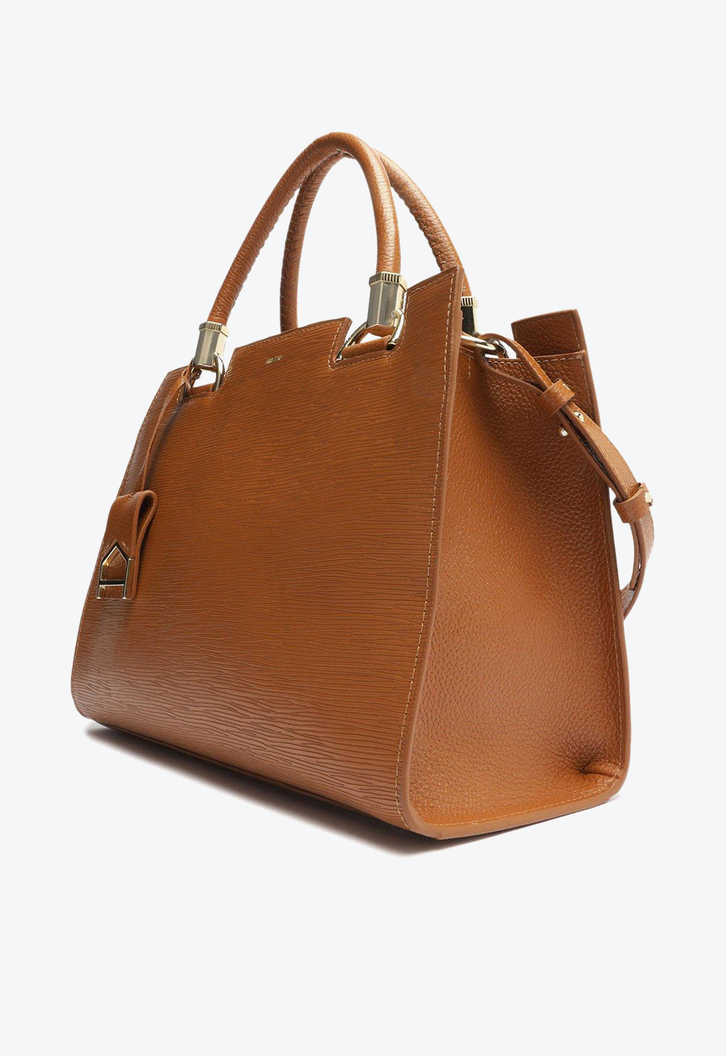 Bolsa Tote Marrom Arezzo Couro Abraccio Grande