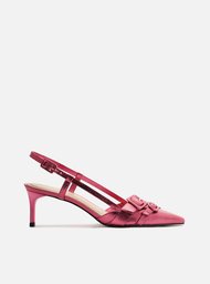 Scarpin Rosa Couro Salto Baixo Slingback
