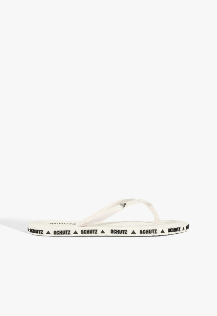 Sandália Rasteira Logo Schutz Off White