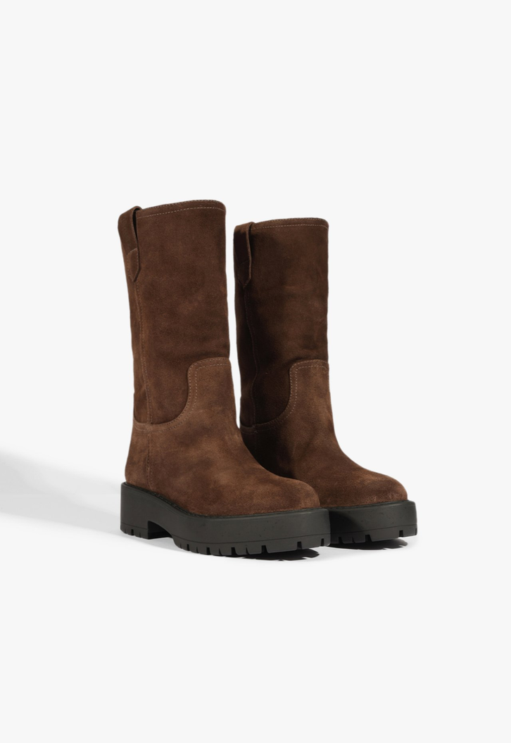 Bota Cano Alto Couro Marrom