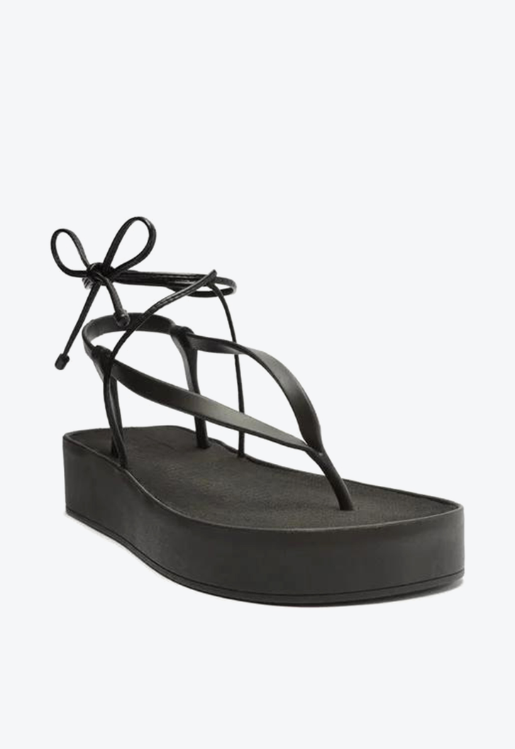 Sandália Flatform Preta Brizza Amarração Bela