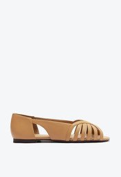 Sapatilha Bege Anacapri Peep Toe Recortes Vazados