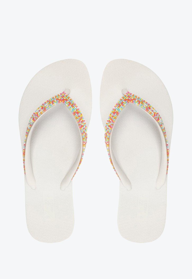 Chinelo De Dedo Branco Brizza Tiras Coloridas