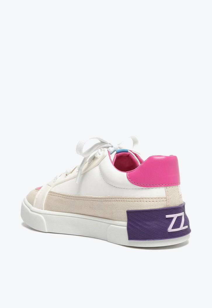 Tênis Branco Arezzo Multimaterial Rosa Bambini