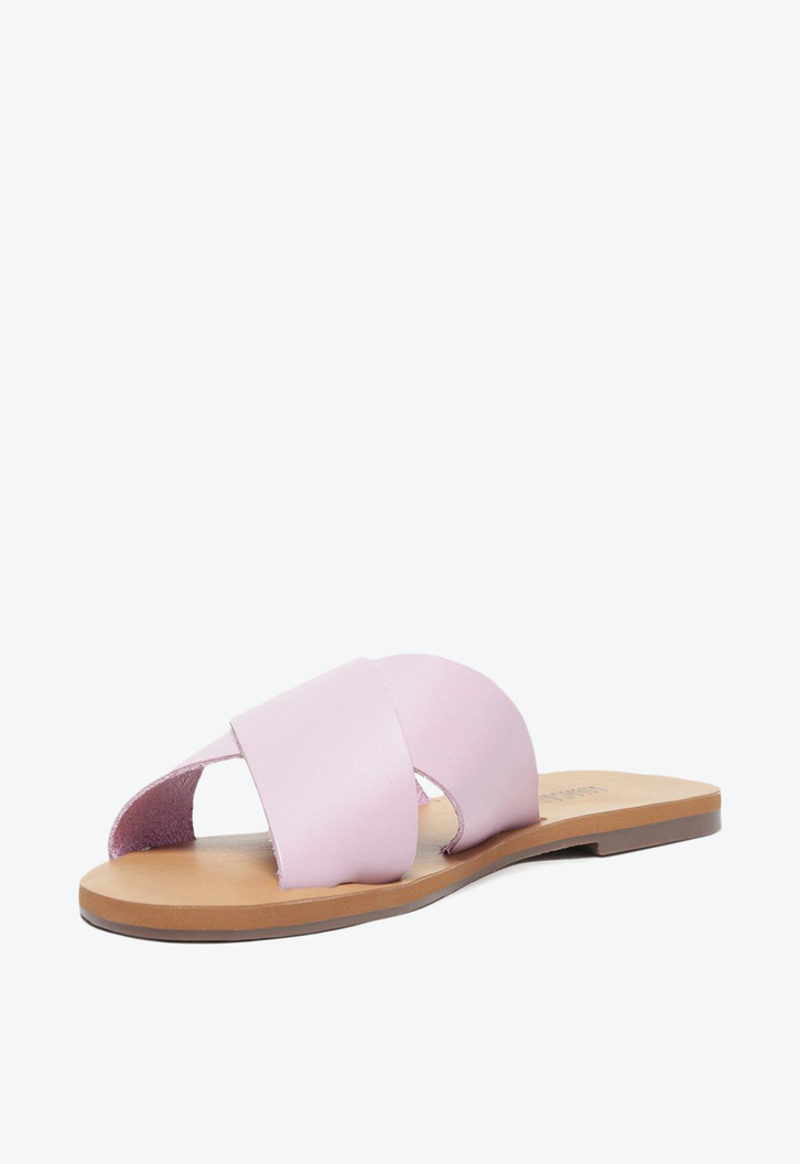 Rasteira Roxo Anacapri Lilás Tulipa Couro Tiras Cruzadas