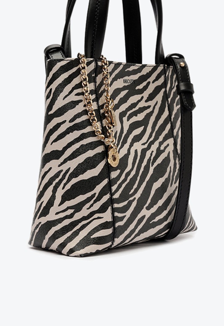 Bolsa Tote Média Madri Chaveiro Animal Print Zebra