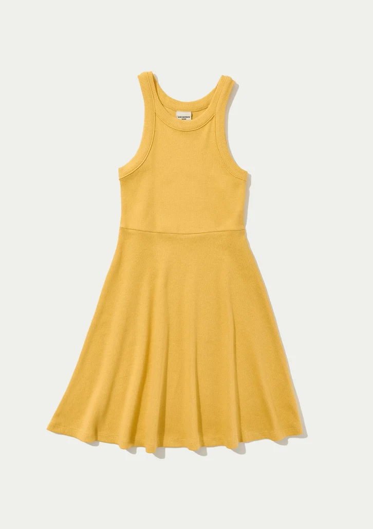 Vestido Hering Infantil Amarelo Curto Canelado