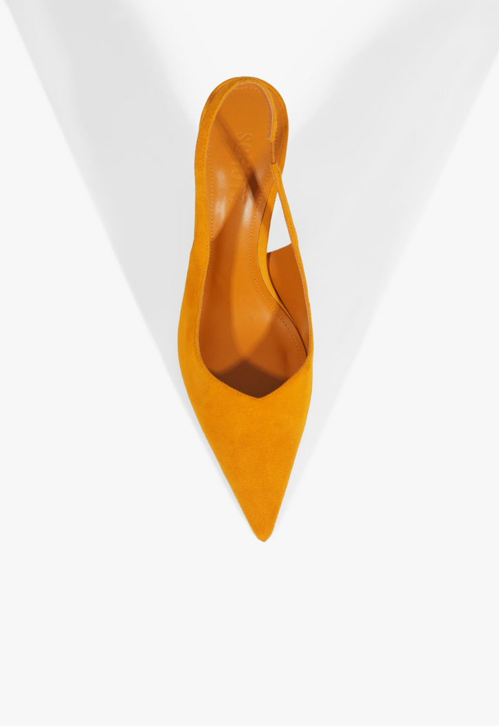 Scarpin Slingback Lexi Camurça Amarelo Mostarda