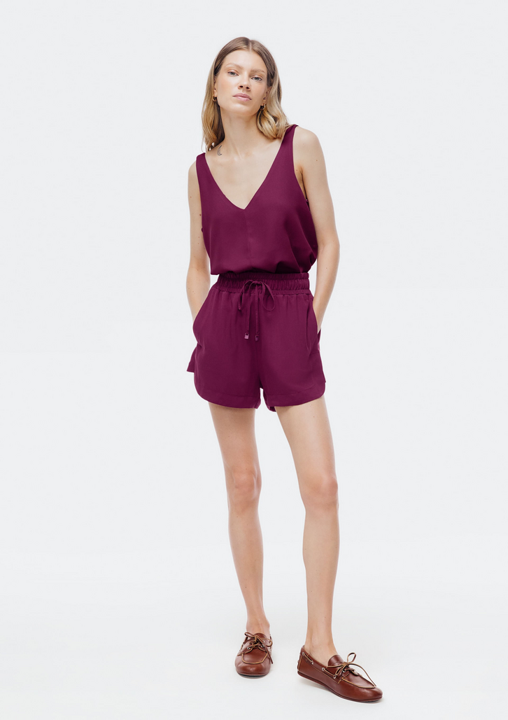 Shorts Roxo Hering Runner Cintura Média