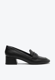 Mocassim Salto Bloco Loafer Preto