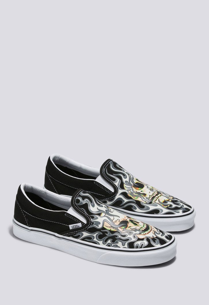 Tênis Slip-On Flame Skull Black True White