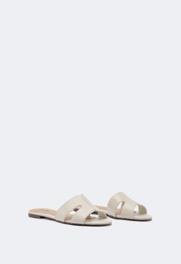 Rasteira Recortes Tira H Branca