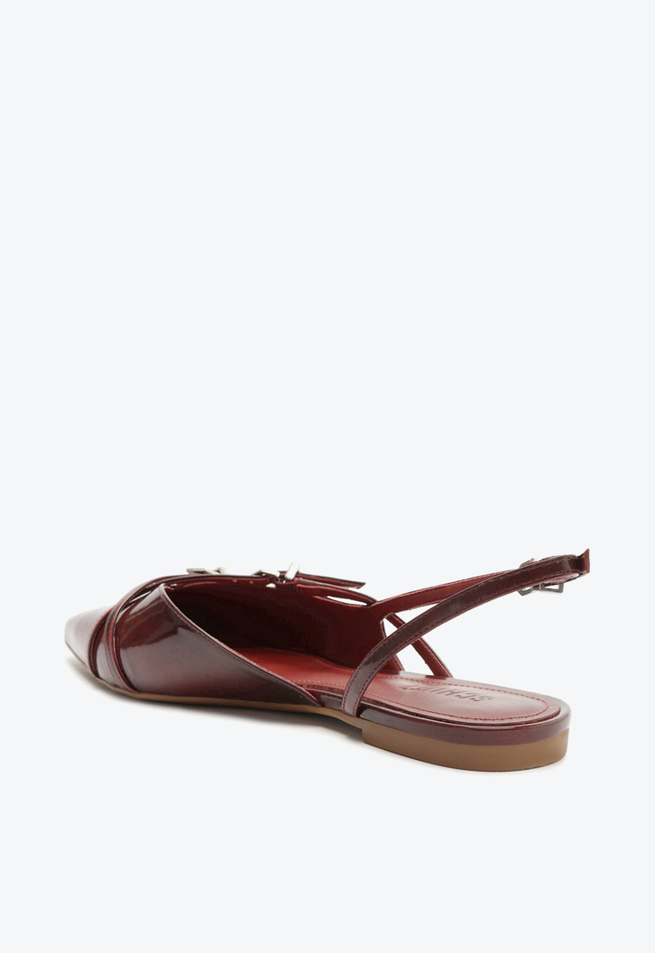 Sapato Mule Slingback Vinho