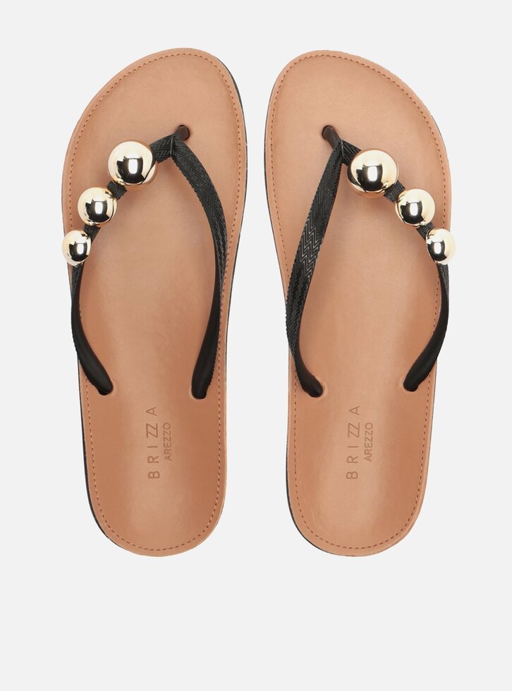 Chinelo de Dedo Preto Metais Brizza