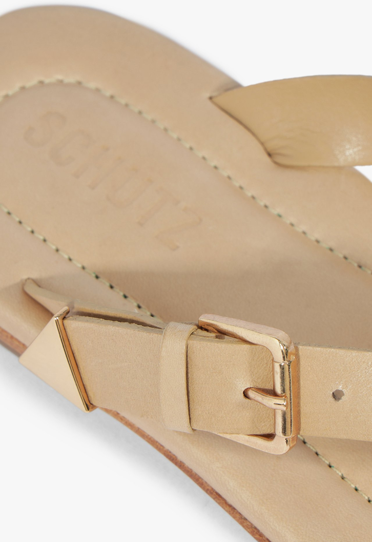 Chinelo Fivela Couro Nude