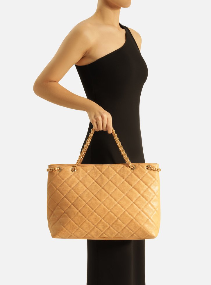 Bolsa Tote Nude Arezzo Couro Matelassê Grande