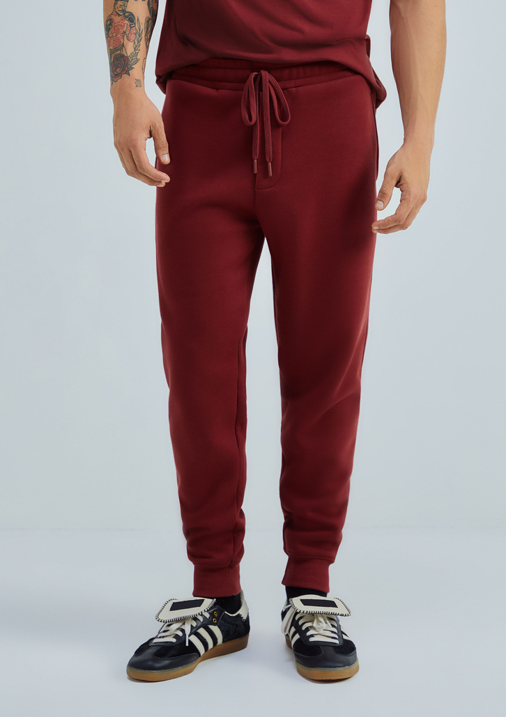 Calça Vinho Hering Masculina Jogger Em Moletom Peluciado