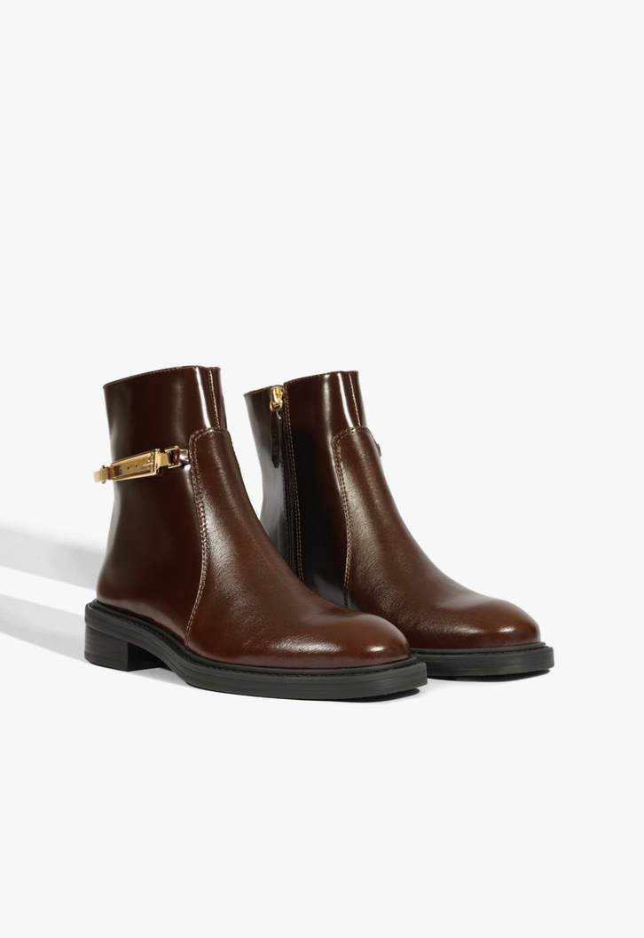 Bota Cano Baixo Couro Marrom