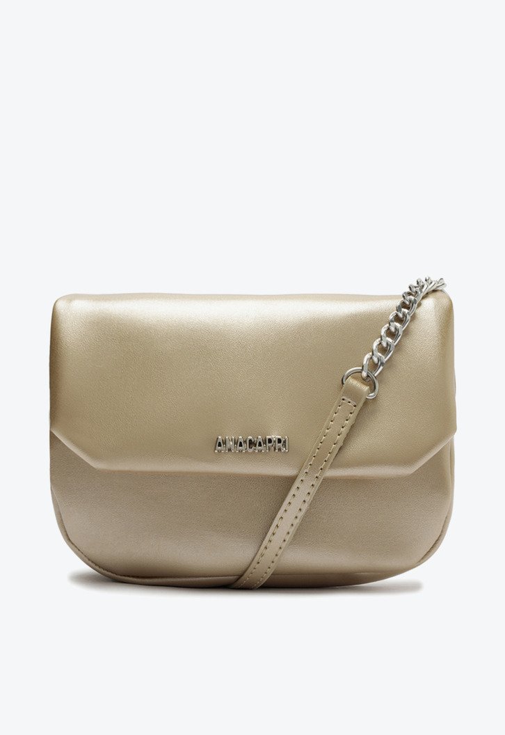 Bolsa Crossbody Média Dourada Arredondada
