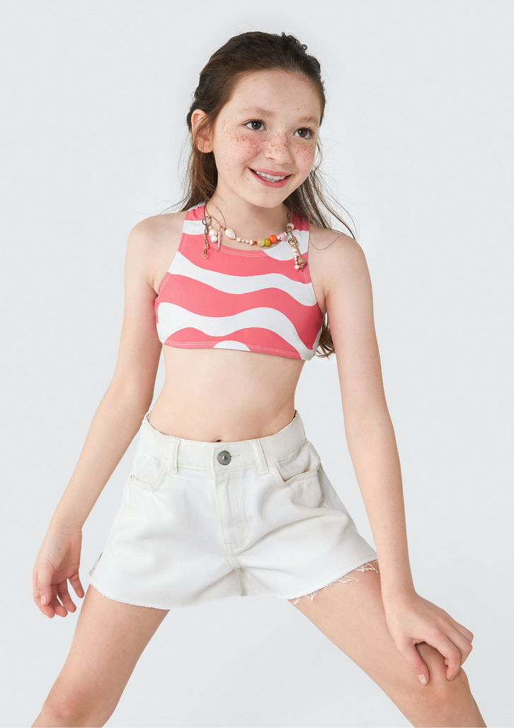 Biquíni Rosa Hering Kids Infantil Estampado Com Proteção UV