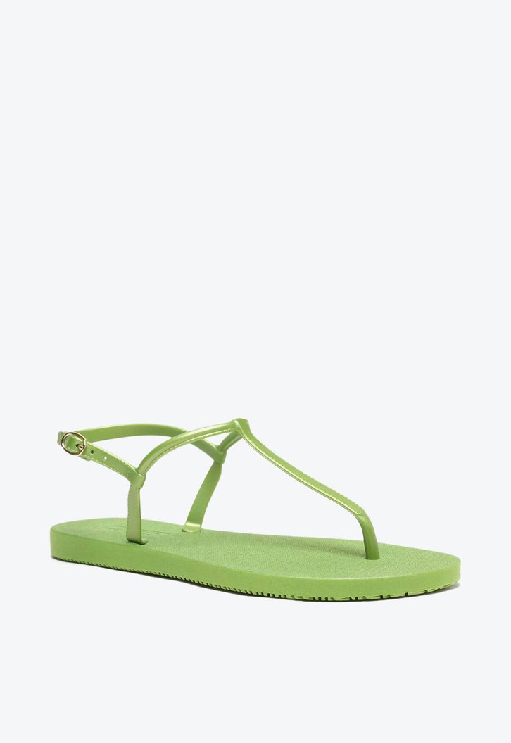 Sandália Rasteira Verde Metalizada Brizza Slim