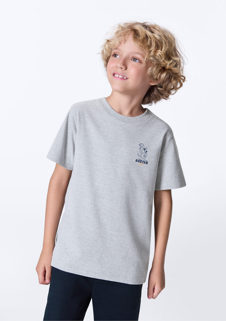 Camiseta Infantil Cinza Hering Menino Regular Estampada