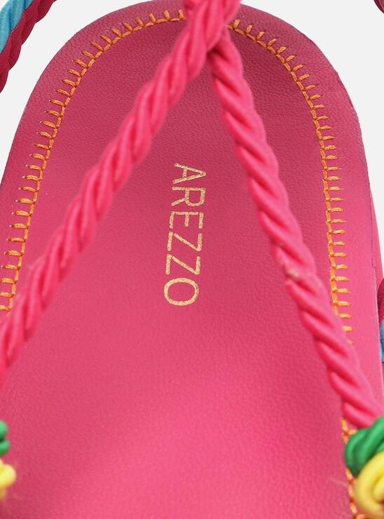 SANDÁLIA RASTEIRA PAPETE ROSA AREZZO TIRAS CORDÕES