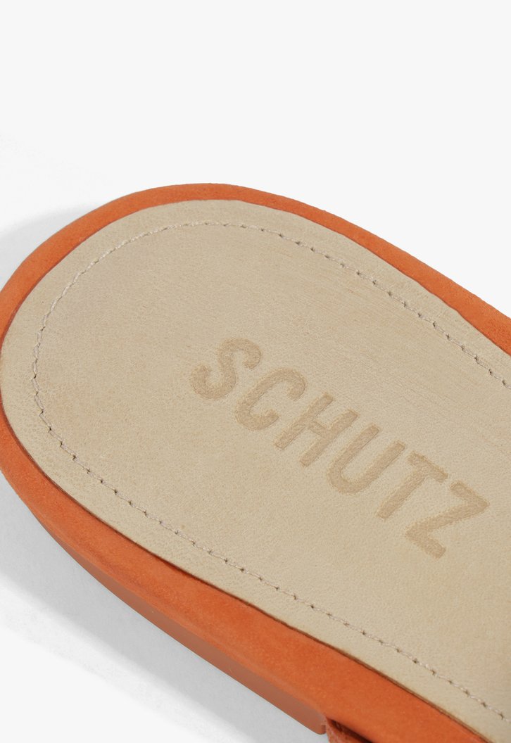 Sapato Mule Rasteira Laranja Schutz Nobuck